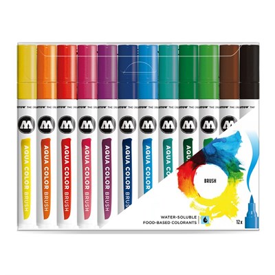 Набор маркеров Molotow Aqua Color Brush 12 шт. Basic Set 1 - фото 5441